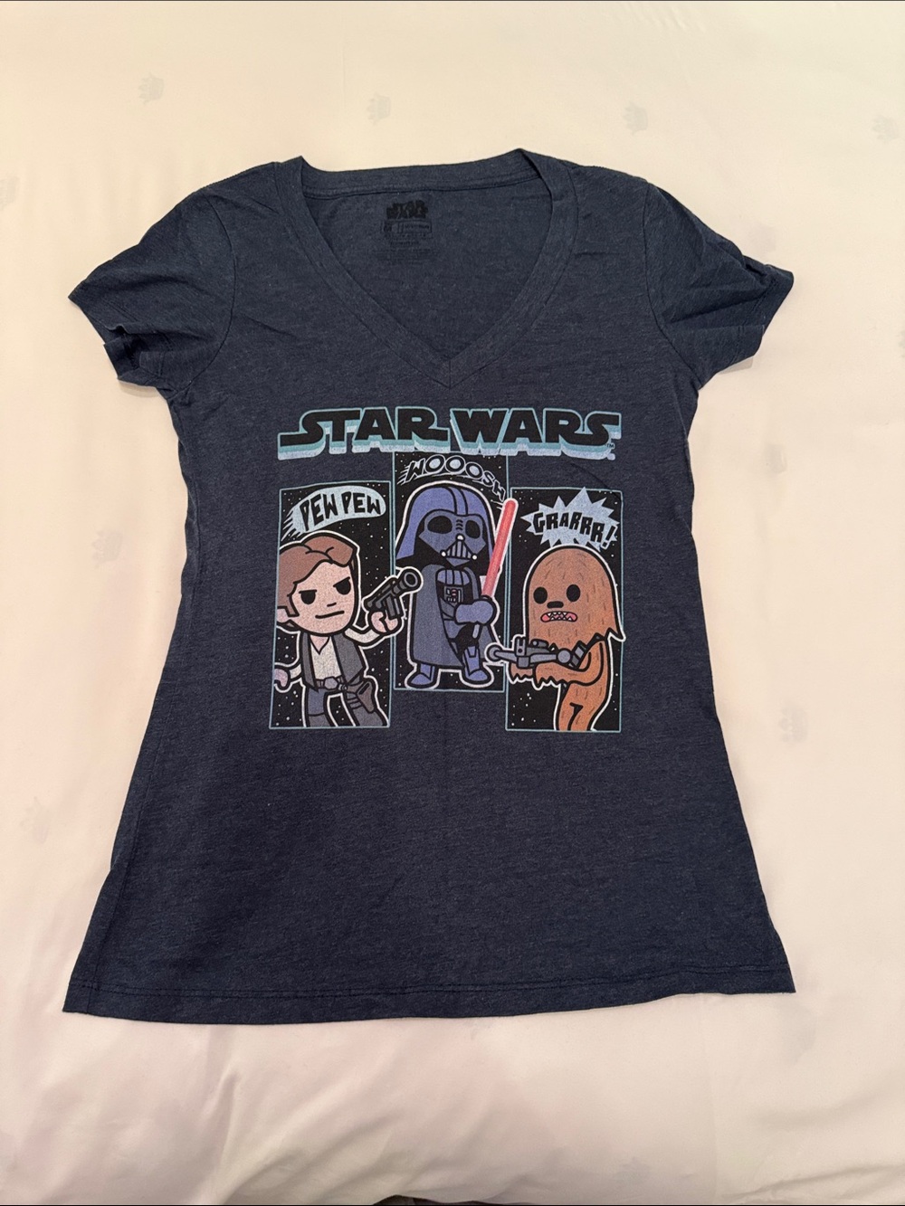 Star Wars Navy Graphic V-Neck Short Sleeve Tee